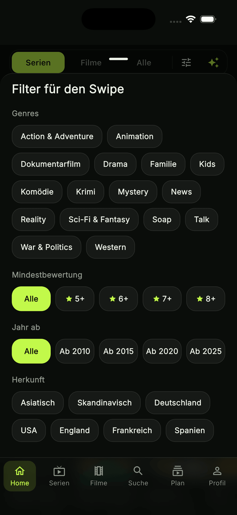 watchUp Swipe-Filter